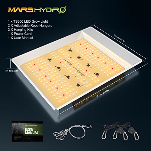 MARS HYDRO TS600 100Watt LED Grow Light 2x2ft Coverage, New Diodes Layout Full Spectrum Grow Lamp for Hydroponic Indoor Seeding Veg and Bloom Greenhouse Growing Light Fixtures Four for 4x4'