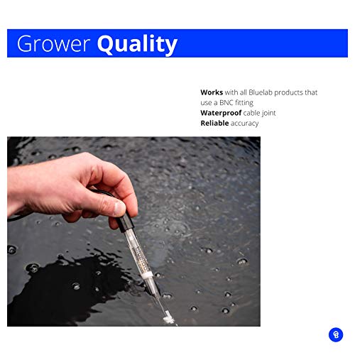 Bluelab PROBPH pH Probe for Water, Replacement Electrode for Meter, Monitor, and Controller with Easy Calibration, Tool for Hydroponic System and Indoor Plant Grow