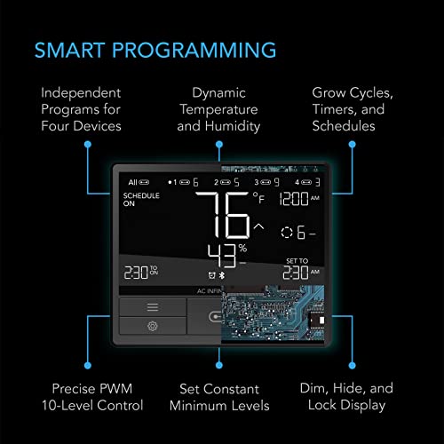 AC Infinity Controller 69, Smart Environmental Controller with Temperature, Humidity, Timer, Cycle, Schedule Controls, for Grow Tent Cooling Ventilation Lighting
