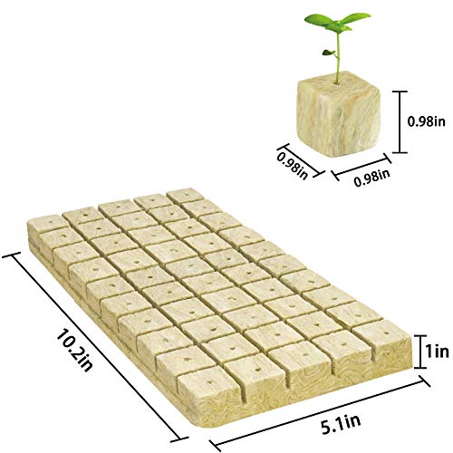Halatool 1 Inch Garden Rockwool Stonewool Rockwool Grow Cubes Starter Plugs for Soilless Cultivation Clone Plants Hydroponics Germination Start (4 Sheets)