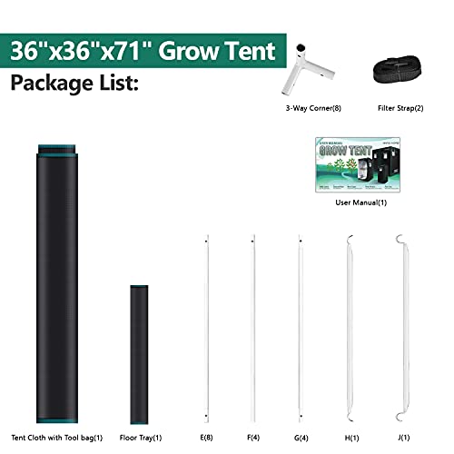 MARS HYDRO 3x3 Grow Tent, 36"x36"x71" Reflective MylarGrow Tents with Removable Floor Tray View Window for Indoor Plant Growing Room for TS1000/FC3000/FC-E3000