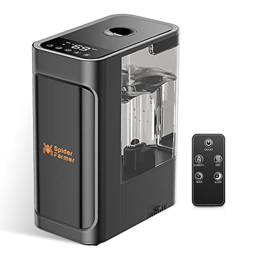 Spider Farmer Humidifier with Built-in Humidity Meter 4L 2-in-1 Cool Mist Top Fill Ultrasonic Humidifier with 12 Hrs Timer Remote Control Humidification and Humidity Setting for Baby and Plants Tent