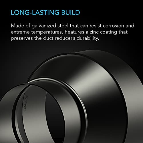 AC Infinity Duct Adapter, 6” to 4” Ducting Reducer Increaser Cone for Grow Tent Bathroom Kitchen Ventilation Systems