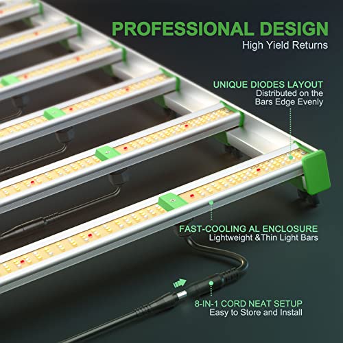 MARS HYDRO FC8000 800W LED Grow Lights for Indoor Plants 2968PCS LM301B Samsung Osrams Diode 5x5ft Full Spectrum Commercial Grow Farming Light Detachable Dimmable Daisy Chain 2.9umol/J