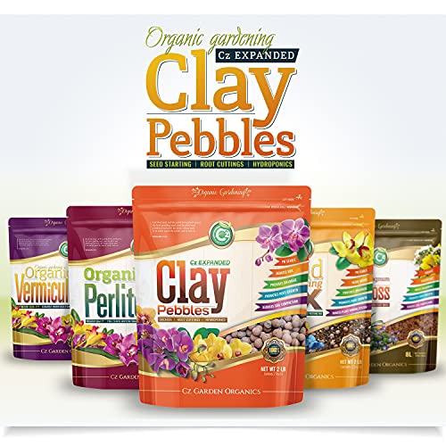 Organic Expanded Clay Pebbles LECA Grow Media for Plants, Orchids, DWC Hydroponics, Aquaponics, Aquaculture Garden Soil Additive Conditioner Amendment Ceramsite Aggregate Cz Garden