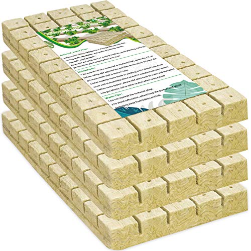 Halatool 1 Inch Garden Rockwool Stonewool Rockwool Grow Cubes Starter Plugs for Soilless Cultivation Clone Plants Hydroponics Germination Start (4 Sheets)
