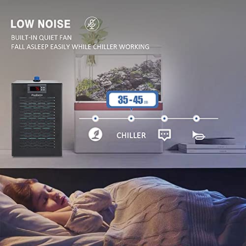 Poafamx Aquarium Chiller 42gal 1/10 HP Hydroponics Water Chiller for Home Use Fish Axolotl Coral Shrimp Farming 110V with Pump and Pipe