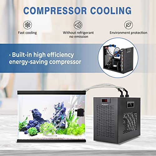 Poafamx Aquarium Chiller 42gal 1/10 HP Hydroponics Water Chiller for Home Use Fish Axolotl Coral Shrimp Farming 110V with Pump and Pipe