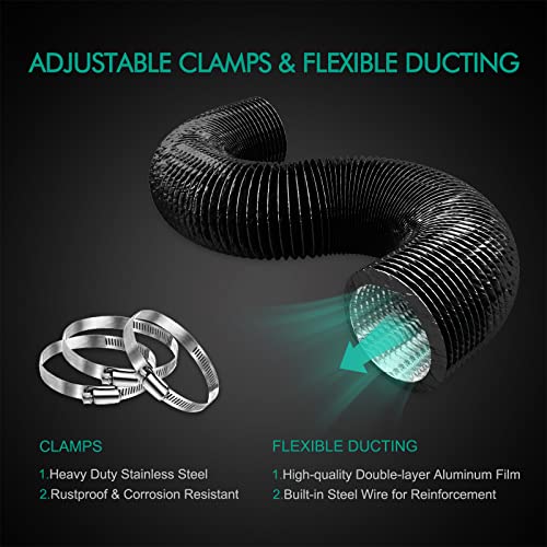 MARS HYDRO 4 Inch Inline Fan and Filter, with Temperature and Humidity Controller, and 25 Feet Ducting, Exhaust Fan for Grow Tents, Hydroponics