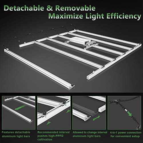MARS HYDRO FC-E4800 LED Grow Light 4x4ft Full Spectrum Grow Light Bar with 2646pcs Diodes 480Watt Plant Growing Light Dimmable Commercial Grow Lamp Daisy Chain Detachable,Achieve 2.8 umol/J