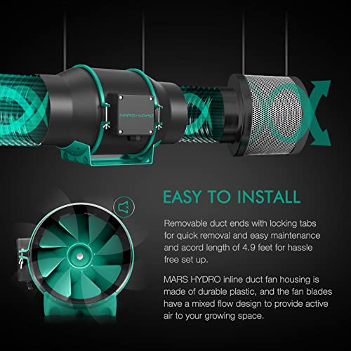 MARS HYDRO 6 Inch Inline Duct Fan with Temp Controller, Exhaust Fan for Grow Tents, Hydroponics