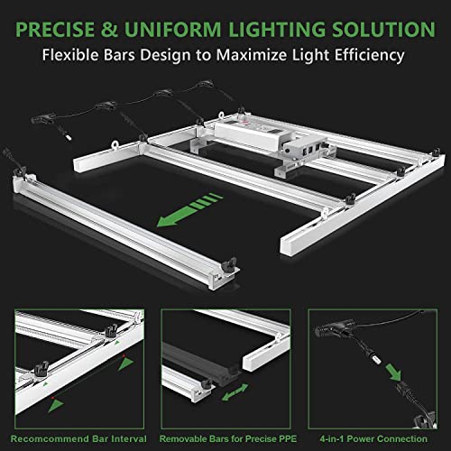 MARS HYDRO 2023 Upgraded FC-E3000 300Watt LED Grow Light 3X3ft UV IR Full Spectrum Grow Light Bar with 1184pcs Diodes, Dimmable & Detachable Grow Lampe for Veg Bloom Flower, Achieve 2.8 umol/J