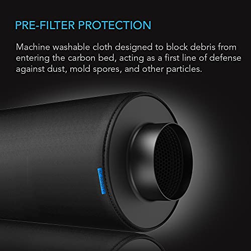 AC Infinity Pre-Filter Cloth 6”, Replacement Inline Filter Sleeve 2-Pack, Fits 6” Carbon Filters for Odor Control in Grow Tents, Indoor Gardening, Hydroponics
