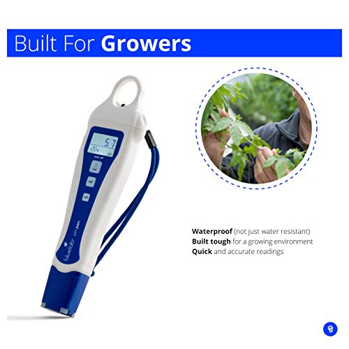 bluelab pH Pen-Digital pH Tester - Reliable & Accurate for High Yield Crops - Hand-Held Meter - Measures pH & Temperature in Solutions and Soil Solutions - Optimize Plant Health & Performance,White