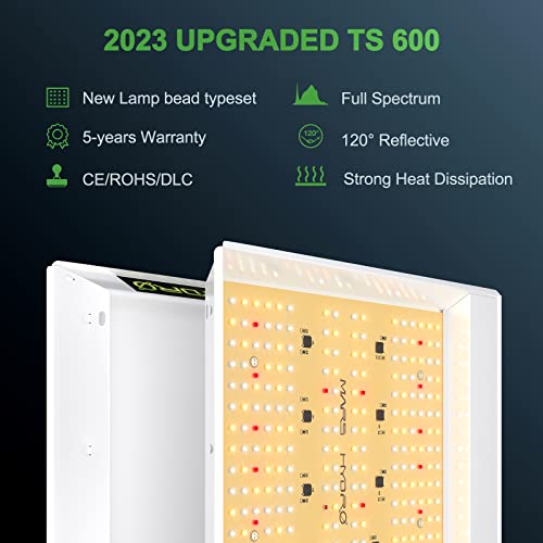 MARS HYDRO TS600 100Watt LED Grow Light 2x2ft Coverage, New Diodes Layout Full Spectrum Grow Lamp for Hydroponic Indoor Seeding Veg and Bloom Greenhouse Growing Light Fixtures Four for 4x4'
