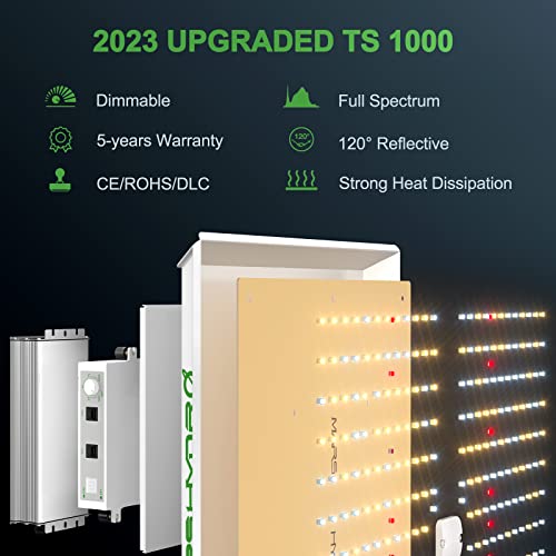 MARS HYDRO 2023 New TS1000W Led Grow Light 3x3ft Daisy Chain Dimmable Full Spectrum LED Growing Lights for Indoor Plants Greenhouse Veg Bloom Light Hydroponic Growing Lamps Actual Power 150Watt