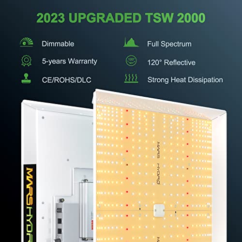 MARS HYDRO TSW2000 Led Grow Light 300 watt 4x4ft Coverage Full Spectrum Growing Lamps for Indoor Plants Dimmable Daisy Chain Seeding Veg Bloom Light for Hydroponics Indoor