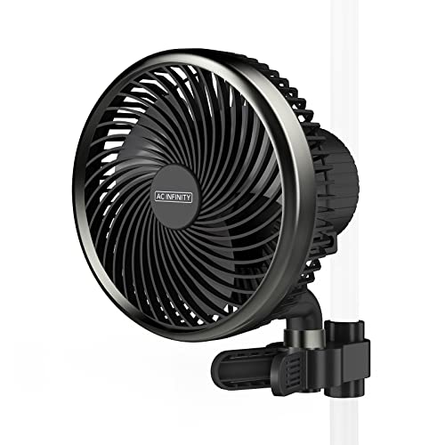 AC Infinity CLOUDRAY S6, Grow Tent Clip Fan 6” with 10-Speeds, EC-Motor, Weatherproof IP-44, Quiet Hydroponics Circulation Cooling (Black, Auto Oscillation)