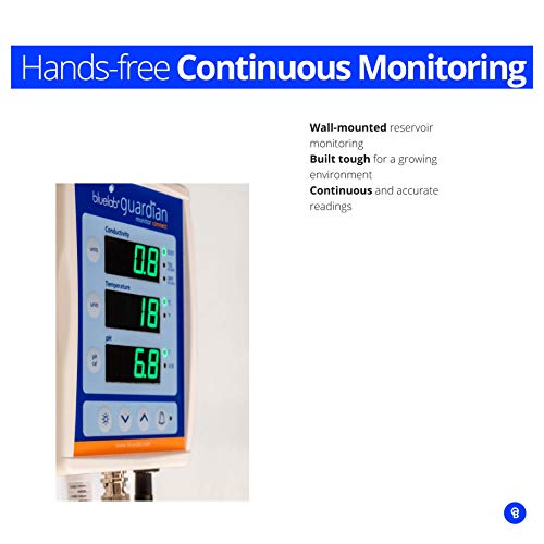 Bluelab MONGUA Guardian Monitor for pH, Temperature, and Conductivity (TDS) Measurements in Water with Easy Calibration, 3 in 1 Digital Nutrient Meter for Hydroponic System and Indoor Plant Grow White