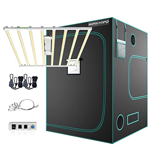 mars hydro 4x4 grow tent MARS HYDRO FC-E8000 LED Grow Light 800W with 5x5 Grow Tent, 60"x60"x80 –  New Level Hydroponics