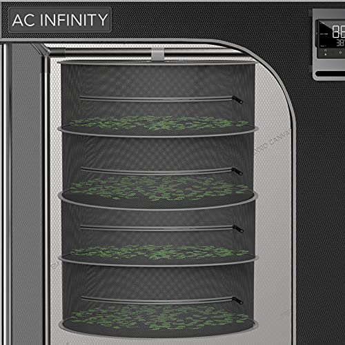 AC Infinity Herb Drying Rack, 4-Layer Hanging Mesh Net for Plants, Seeds, and Buds, 18" Diameter Fit in Grow Tents Closets Hydroponics