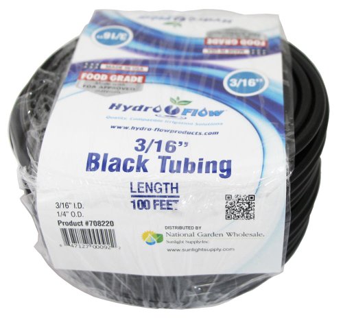 Hydro Flow Vinyl Tubing Black 3/16 in ID - 1/4 in OD 100 ft Roll, Model Number: 708220