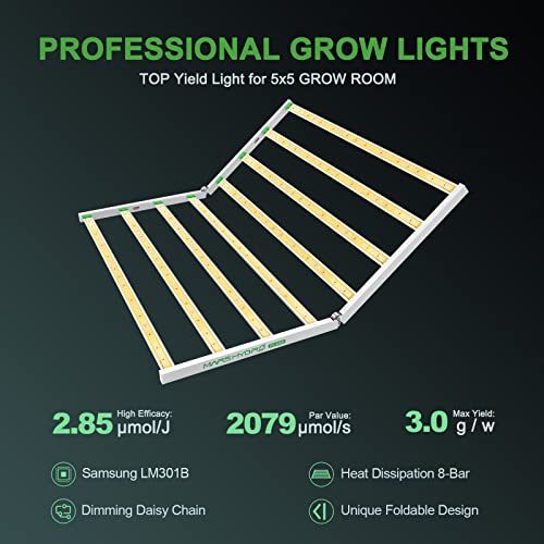 MARS HYDRO FC6500 Foldable Samsung Grow Light, 730Watt 5x5ft Led Grow Lights for Indoor Plants, 8 Bar with 2688Pcs Samsung LM301B Diodes, Full Spectrum Daisy Chain Dimmable Commercial Farming Light